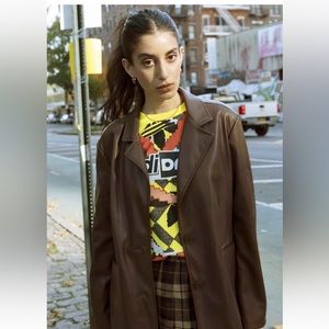 Faux leather blazer jacket